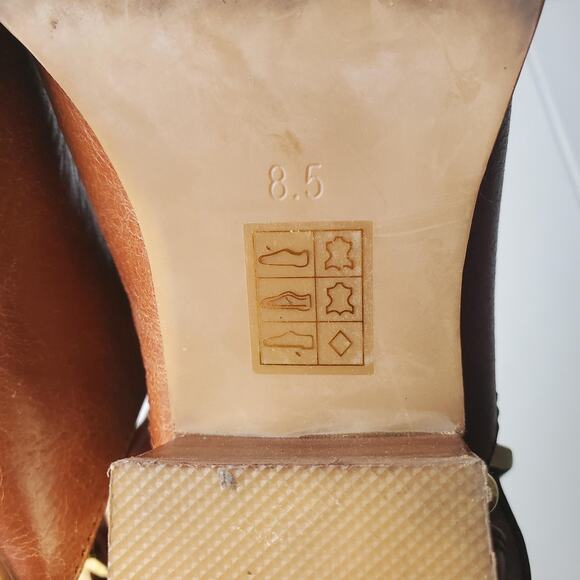 Jeffrey Campbell Boots Womens Size 8.5 Brown Strappy Gold Heel Booties Boho - Picture 9 of 10